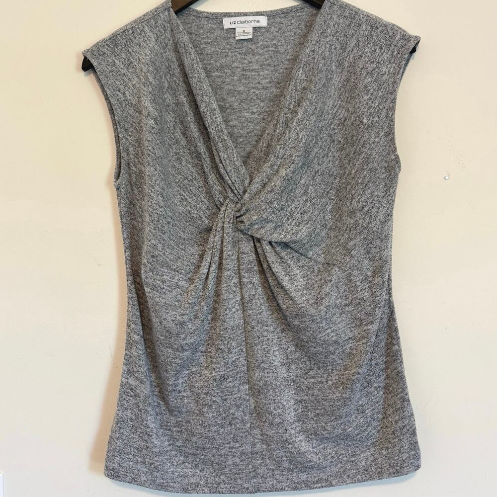 Liz Claiborne sleeveless woman’s blouse size medium gray  v neck